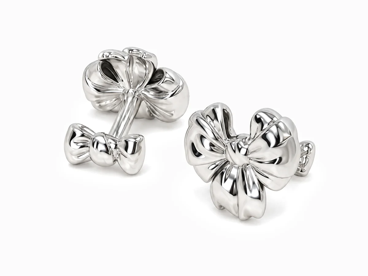 Platinum Plated Bow Cufflinks
